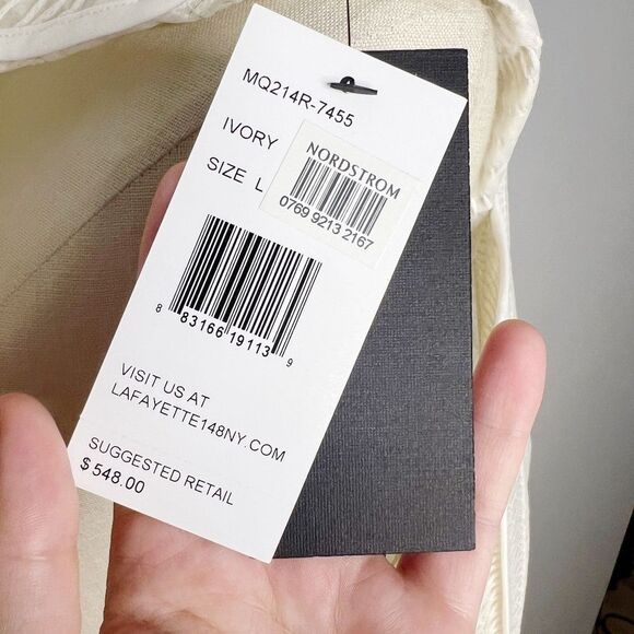 NEW Lafayette 148 NY ivory Open Front Jacket Blazer Size L - Picture 9 of 11